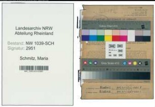 Entnazifizierung Maria Schmitz , geb. 27.01.1897 (Angestellte)