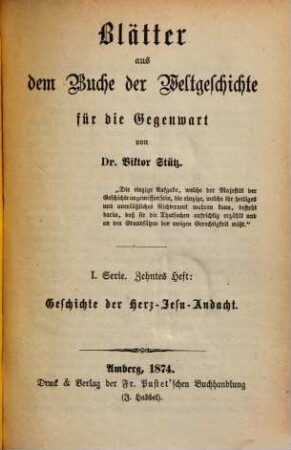 Blätter aus dem Buche der Weltgeschichte für die Gegenwart, I,10