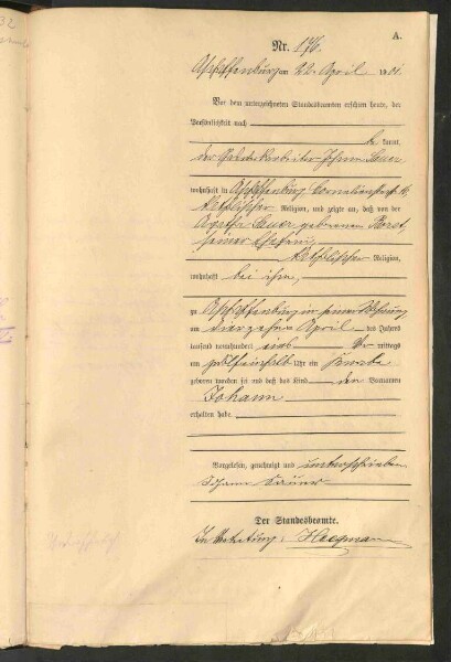 Standesamtsbuch der Stadt Aschaffenburg: Geburten 365/1900 - 184/1901