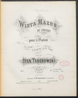 Wista[!]-Mazur de concert : pour le violon avec accompt. d'orchestre ou de piano ; op. 5