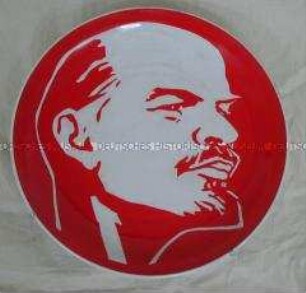Wandteller mit Porträt von W.I.Lenin