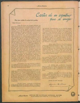 Cartas de un argentino que se enoja : Hay que cuidar la salud del pueblo