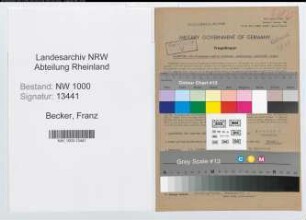 Entnazifizierung Franz Becker, geb. 13.01.1904 (Angestellter)
