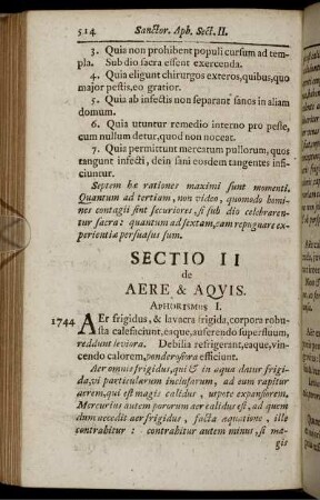 Sectio II de Aere & Aquis.