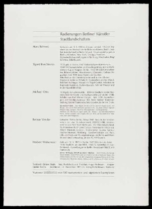 Druck des Künstlers Hugo Hoffmann aus der Mappe Stadtlandschaften, Titel: Radierungen Berliner Künstler