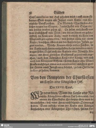 Von den Aemptern der Churfürsten im Keyser- oder Königlichen Hof