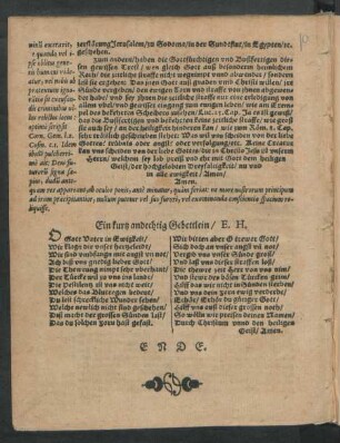 Ein kurtz andechtig Gebettlein/ E. H.