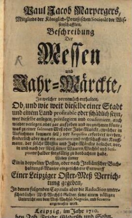 Beschreibung der Messen und Jahr-Märkte
