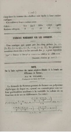 Exercice numérique sur les coniques.