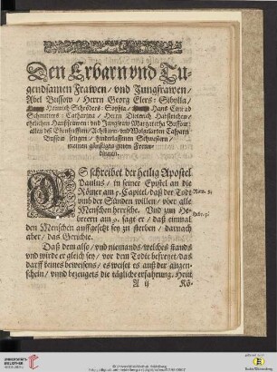 Also schreibet der heilig Apostel Paulus in seiner Epistel an die Kolosser am dritten Capittel