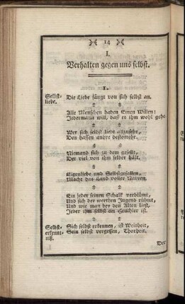 I. Verhalten gegen uns selbst.