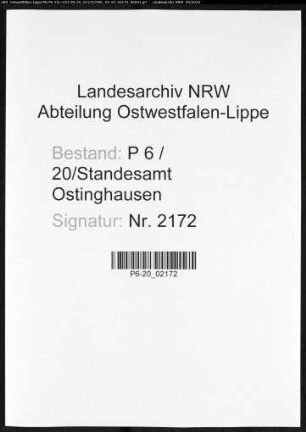 Sterberegister Standesamt Ostinghausen