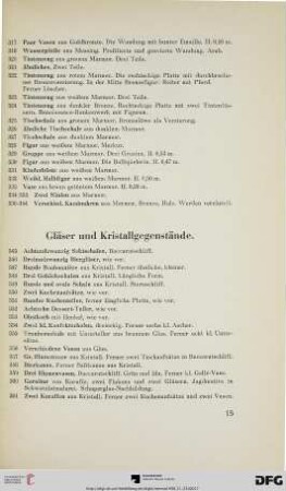 Gläser und Kristallgegenstände (Nr. 345-436/445)