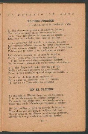 El dios duerme : A Julieta, sobre la tumba de Julio