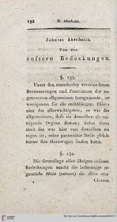 Zehnter Abschnitt: Von den äussern Bedeckungen