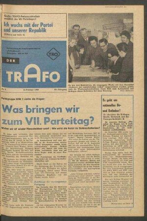 TRO-Betriebszeitung 'Der Trafo'; Nr. 6/1967 (8. Februar 1967)