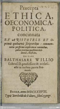 Praecepta ethica, oeconomica, politica