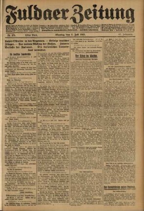 Erste Ausgabe vom Montag, den 05. Juli 1915.
