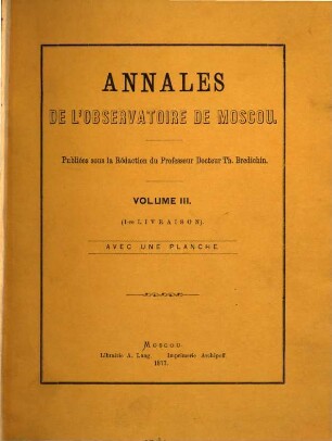 Annales de l'Observatoire de Moscou, 3. 1877