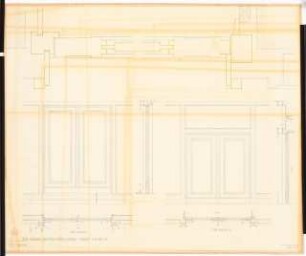 Reichsluftfahrtministerium, Berlin: Saalbau, Besprechungszimmer (Türen): Ansichten, Schnitte, Grundrisse 1:0, Details 1:1