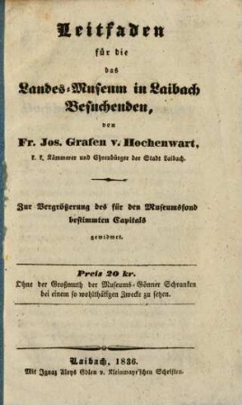 Leitfaden für die das Landes-Museum in Laibach Besuchenden