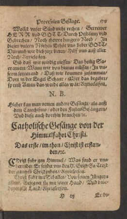 Catholische Gesänge von der Himmelfahrt Christi.