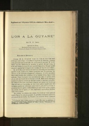L'Or A La Guyane.