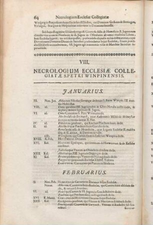 VIII. Necrologium Ecclesiæ Collegiatæ S. Petri Winpinensis.