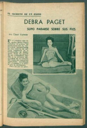Debra Paget - supo pararse sobre sus pies : El secreto de un éxito