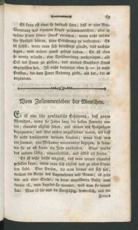 Vom Zusammenleben der Menschen