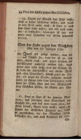 Von der Liebe gegen den Nächsten, oder von der thätigen Liebe.