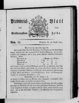 Num. 33, Ausgabe vom 18. August 1819
