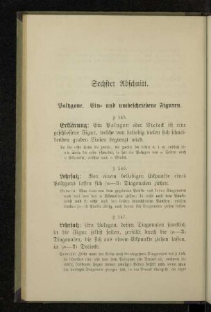Sechster Abschnitt. Polygone. Ein- und umbeschriebene Figuren.
