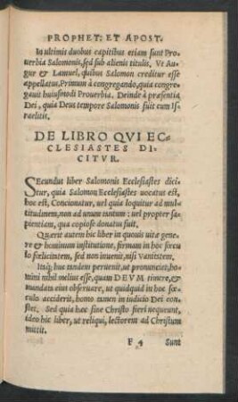 De Libro Qui Ecclesiastes Dicitur.