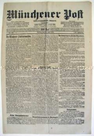 Tageszeitung "Münchener Post" u.a. zu den Münchener Stadtratswahlen
