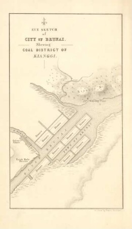 Eye sketch of city of Brunai. Shewing coal district of Kianggi