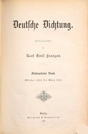 Deutsche Dichtung. 17. 1894/95
