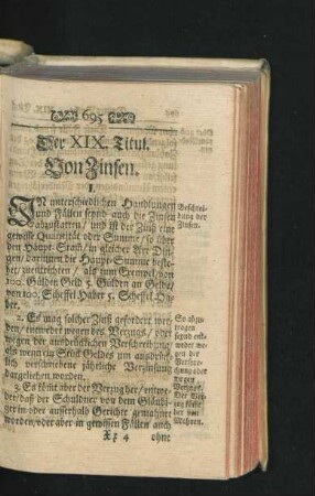 Der XIX. Titul. Von Zinsen.