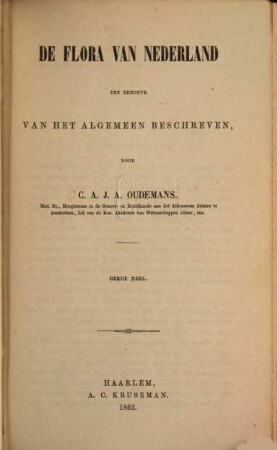 De Flora van Nederland ten behoeve van het algemeen beschreven door C. A. J. A. Oudemans, 3