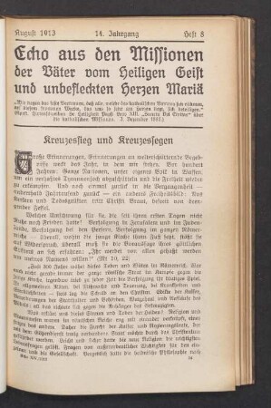 August 1913. Heft 8