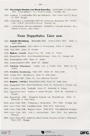 Neue Doppeltaler, Taler usw. (Nr. 1830-1959)