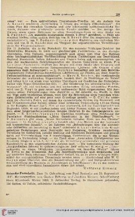 18: [Rezension von: Behrens, Gustav (Hrsg.), Reinecke-Festschrift. Zum 75. Geburtstag von Paul Reinecke am 25. September 1947 - Kirchner, Horst (Hrsg.), Ur- und Frühgeschichte als historische Wissenschaft. Festschrift zum 60. Geburtstag von Ernst Wahle]