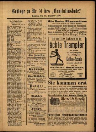 Zweite Ausgabe vom Sonntag, den 19. Dezember 1897.