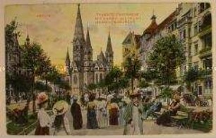 Bildpostkarte aus Berlin - Tauentzienstrasse mit Kaiser Wilhelm-Gedächtniskirche, geschrieben von Max Schulze an Ida Thiede; Berlin, 25. Juli 1911