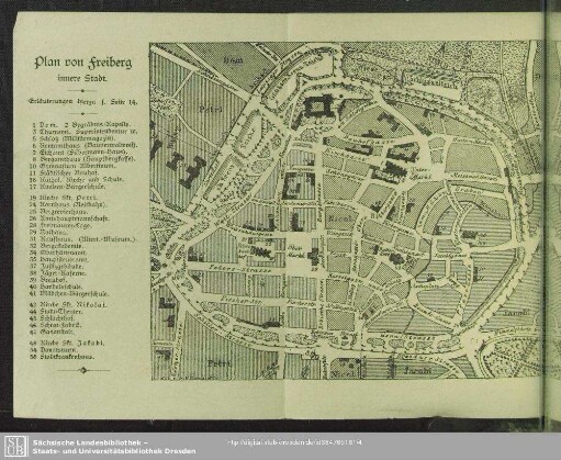 Plan von Freiberg innere Stadt