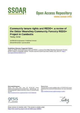 Community tenure rights and REDD+: a review of the Oddar Meanchey Community Forestry REDD+ Project in Cambodia