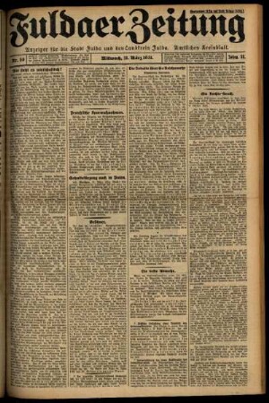 Erste Ausgabe vom Mittwoch, den 11. März 1931.