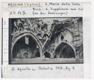 Messina (Sizilien): S.Maria della Valle 1.Viertel 13.Jh., Blick in den Kuppelraum nach SW