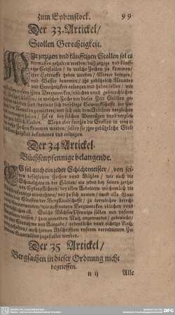 Der 35. Artickel. Bergsachen in dieser Ordnung nicht begriffen.