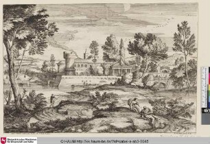 [Castle Surrounded by Water; Landschaft mit Wasserburg]
